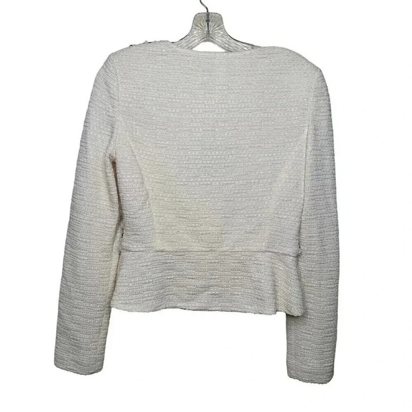 St. John Sequin Embellished Cropped Button Down Cardigan Cream Ivory Size 4 NWT - Picture 2 of 14